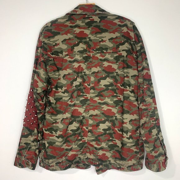 ZARA Studded Distressed Camouflage Military Jacket Sz XS - Picture 9 of 11